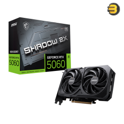 MSI GeForce RTX 5060 8G SHADOW 2X OC 8GB GDDR7 128-bit Memory — NVIDIA Blackwell Architecture, PCIe 5.0, 3x DisplayPort 2.1b, 1x HDMI 2.1, Dual Fans, Compact Design, AI-Enhanced Gaming, DLSS 4, Real-Time Ray Tracing, Dual BIOS, OC Edition