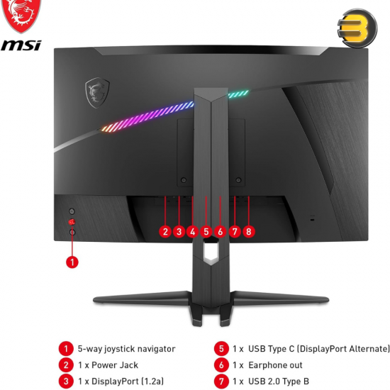 MSI MAG 325CQRF-QD 32 Inch WQHD Curved Gaming Monitor - 1000R 2560 x 1440 Rapid VA , Quantum Dot Panel, 170Hz / 1ms GTG, AMD FreeSync Premium, HDR Ready, DisplayHDR 400 - DP 1.2a, USB Type-C/HDMI