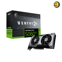 MSI GeForce RTX 5060 Ti 16G VENTUS 2X PLUS Graphics Card — NVIDIA Blackwell Architecture, 4608 CUDA Cores, 16GB GDDR7 128-bit Memory at 28 Gbps