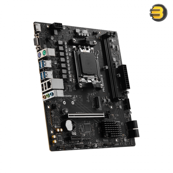 MSI PRO B650M-B – AMD AM5 DDR5 Motherboard, Dual Channel DDR5 6800+MHz (OC), Core Boost, Memory Boost, PCIe 4.0 Slot, Gen4 x4 M.2, 2.5G LAN, Audio Boost, Steel Armor