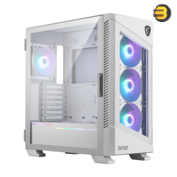 MSI MPG VELOX 100R White Mid-Tower PC Case — Supports E-ATX/ATX/Micro-ATX/Mini-ITX Motherboards, Tempered Glass Side Panel, 4x 120mm ARGB Fans Included, Up to 380mm GPU Length, 175mm CPU Cooler Height, USB 3.2 Gen 2x2 Type-C, ARGB Lighting