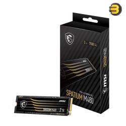 MSI SPATIUM M480 PRO 2TB PCIe 4.0 NVMe M.2 – NVMe 1.4, PCIe Gen4x4, Up to 7400MB/s Read, 6000MB/s Write, 3000 TBW