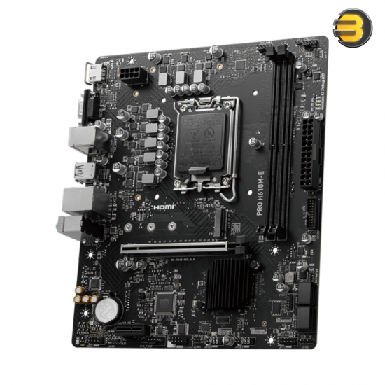 MSI PRO H610M-E Motherboard – AI Cooling, PCIe 4.0, DDR5, Intel 14th Gen, Steel Armor PCIe, Memory Boost MSI PRO H610M-E Motherboard – AI Cooling, PCIe 4.0, DDR5, Intel 14th Gen, Steel Armor PCIe, Memory Boost