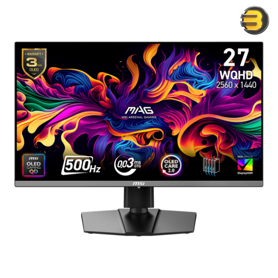 MSI MAG 272QP QD-OLED X50 27″ WQHD (2560×1440) QD-OLED Gaming Monitor – 500Hz, 0.03 ms, FreeSync Premium Pro & DisplayHDR True Black 500 MSI MAG 272QP QD-OLED X50 27″ WQHD (2560×1440) QD-OLED Gaming Monitor – 500Hz, 0.03 ms, FreeSync Premium Pro & DisplayHDR True Black 500