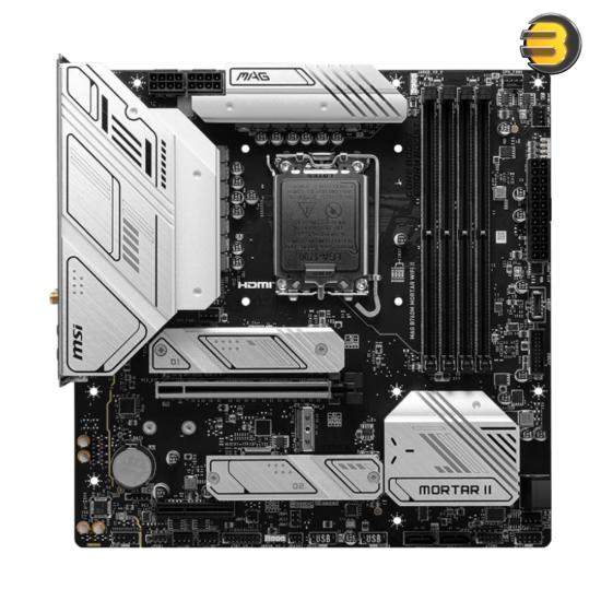 MSI MAG B760M Mortar WiFi II DDR5 Motherboard — Micro-ATX , Supports Intel 14th/13th/12th Gen Core Processors, LGA 1700, DDR5 Memory Boost 7800+MHz/OC, PCIe 5.0 x16, M.2 Gen4, Wi-Fi 6E