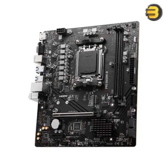 MSI PRO B650M-B – AMD AM5 DDR5 Motherboard, Dual Channel DDR5 6800+MHz (OC), Core Boost, Memory Boost, PCIe 4.0 Slot, Gen4 x4 M.2, 2.5G LAN, Audio Boost, Steel Armor