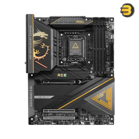 MSI MEG Z890 ACE Motherboard – LGA 1851, DDR5 up to 9200+ MT/s (OC), 24+2+1+1 Power Design, Frozr Guard Cooling, Dual Thunderbolt™ 4, Wi-Fi 7, PCIe 5.0, Audio Boost 5 HD, and EZ DIY Features for Unmatched Performance MSI MEG Z890 ACE Motherboard – LGA 1851, DDR5 up to 9200+ MT/s (OC), 24+2+1+1 Power Design, Frozr Guard Cooling, Dual Thunderbolt™ 4, Wi-Fi 7, PCIe 5.0, Audio Boost 5 HD, and EZ DIY Features for Unmatched Performance