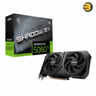 MSI GeForce RTX 5060 Ti 8G SHADOW 2X OC PLUS 8GB GDDR7 — 4608 CUDA Cores, 2.6 GHz Boost Clock, PCIe 5.0, 128-bit Memory Interface, 28 Gbps Memory Speed, HDMI 2.1b, 3x DisplayPort 2.1b, Dual Axial-tech Fans, Enhanced Cooling, Overclocked Edition