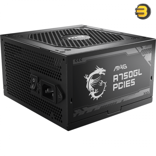 MSI MAG A750GL PCIE5 750W Power Supply — ATX 3.1 Full Modular, 80 PLUS Gold Efficiency, Native PCIe 5.1 16-pin Cable (450W), Supports NVIDIA GeForce RTX 40 Series, 120mm Fluid Dynamic Bearing Fan, Multiple Protection Features MSI MAG A750GL PCIE5 750W Power Supply — ATX 3.1 Full Modular, 80 PLUS Gold Efficiency, Native PCIe 5.1 16-pin Cable (450W), Supports NVIDIA GeForce RTX 40 Series, 120mm Fluid Dynamic Bearing Fan, Multiple Protection Features