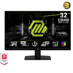 MSI Gaming Monitor, MAG 322 UPF 32 inch, 4K UHD, RAPID IPS Panel, 160 Hz, 1 ms (GTG), KVM Switch, Adaptive-Sync, DisplayHDR 400, HDMI 2.1, DP1.4a, USB Type-C Power Supply (Up to 90 W), Vertical