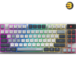 MSI FORGE GK600 TKL WIRELESS SKY Tenkeyless Mechanical Keyboard — Hot-Swappable Linear Switches, 2.4GHz Wireless, Bluetooth, USB-C Wired, 1.06-inch Smart Display, Dye-Sub PBT Keycaps, RGB Backlight, 4000mAh Battery, 20 RGB Modes, Gasket-Mounted