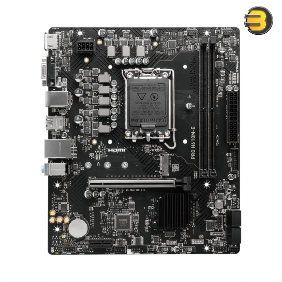 MSI PRO H610M-E Motherboard – AI Cooling, PCIe 4.0, DDR5, Intel 14th Gen, Steel Armor PCIe, Memory Boost MSI PRO H610M-E Motherboard – AI Cooling, PCIe 4.0, DDR5, Intel 14th Gen, Steel Armor PCIe, Memory Boost