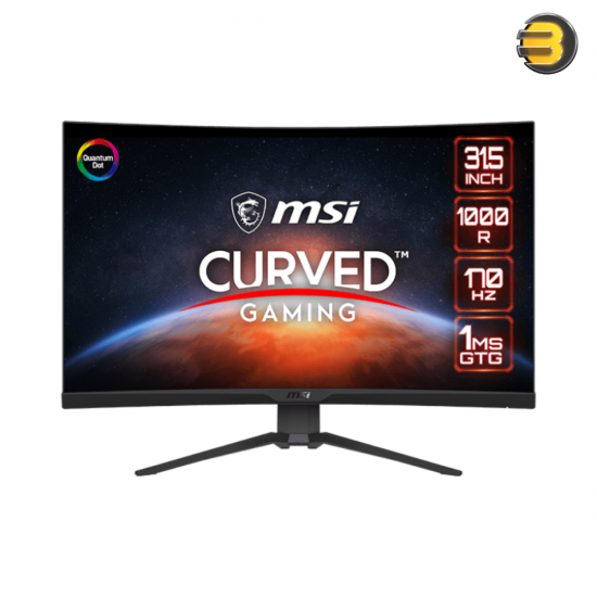 MSI MAG 325CQRF-QD 32 Inch WQHD Curved Gaming Monitor - 1000R 2560 x 1440 Rapid VA , Quantum Dot Panel, 170Hz / 1ms GTG, AMD FreeSync Premium, HDR Ready, DisplayHDR 400 - DP 1.2a, USB Type-C/HDMI