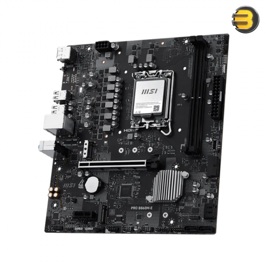 MSI PRO B860M-E DDR5 LGA 1851 Motherboard MSI PRO B860M-E micro-ATX motherboard with DDR5 support, PCIe 5.0 M.2 and 5G LAN