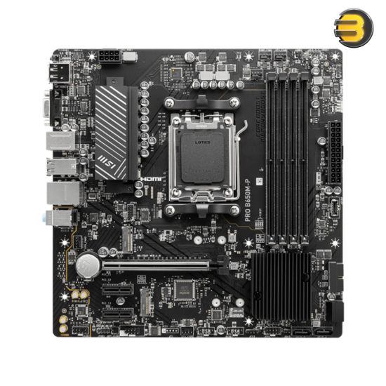 MSI PRO B650M-P – AMD AM5 DDR5 Motherboard, Dual Channel DDR5 7200+MHz (OC), Core Boost, Memory Boost, 6-layer 2oz PCB, PCIe 4.0 & Gen4 M.2, 2.5G LAN, Audio Boost, Steel Armor