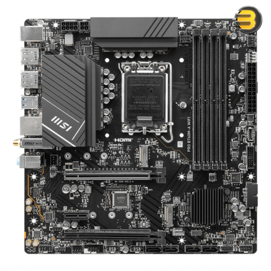 MSI PRO B760M-A WIFI LGA 1700 Intel B750 SATA 6Gb/s DDR5 mATX Motherboard ,Wi-Fi 6E, Bluetooth 5.3, premium 2.5G LAN, Frozr AI Cooling