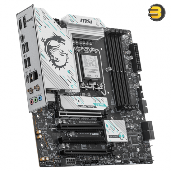 MSI B860M GAMING PLUS WIFI, M-ATX LGA1851 Intel B860 Chipset — DDR5 Support up to 8800+ MHz (OC), PCIe 5.0 x16, 3x M.2 NVMe Slots, Wi-Fi 7, 5Gbps LAN, USB 3.2 Gen 2x2 Type-C, Realtek ALC897 Audio, Advanced VRM Cooling, Compact Gaming Motherboard