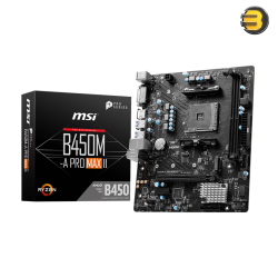 MSI B450M-A PRO MAX II Motherboard — mATX, Supports AMD 5000/4000/3000/2000/1000 Series AM4 Processors, M.2, SATA 6G, USB 3.2 Gen 1, DDR4, HDMI/DVI, 2.5Gbps LAN