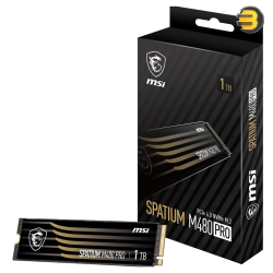 MSI SPATIUM M480 PRO 1TB PCIe 4.0 NVMe M.2 – NVMe 1.4, PCIe Gen4x4, Up to 7400MB/s Read, 6000MB/s Write, 3000 TBW, 1TB–4TB, M.2 2280 – Ideal for Desktop & Notebook