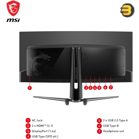 MSI MAG341CQP QD-OLED, 34 Curved OLED Gaming Monitor, 3440 x 1440 (UWQHD), OLED 0.03ms Response time, 175Hz, True Black HDR 400, HDMI, DP Port, USB Type C, Tilt, Height,Black