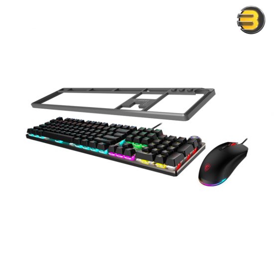 MSI FORGE GK310 COMBO Gaming Keyboard and Mouse Set — Mechanical Keyboard with Red Switches (Linear, Silent), 100% Anti-Ghosting, RGB Backlit, Adjustable Tilt Feet; Ambidextrous Optical Mouse with 6400 DPI, 4 DPI Presets, RGB Lighting