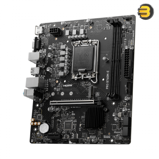 MSI PRO B760M-E – Intel LGA 1700 DDR5 Motherboard, Supports 14th/13th/12th Gen, Dual Channel DDR5 6400+MHz (OC), Core Boost, Memory Boost, PCIe 4.0 M.2, Audio Boost & Steel Armor VGA Protection