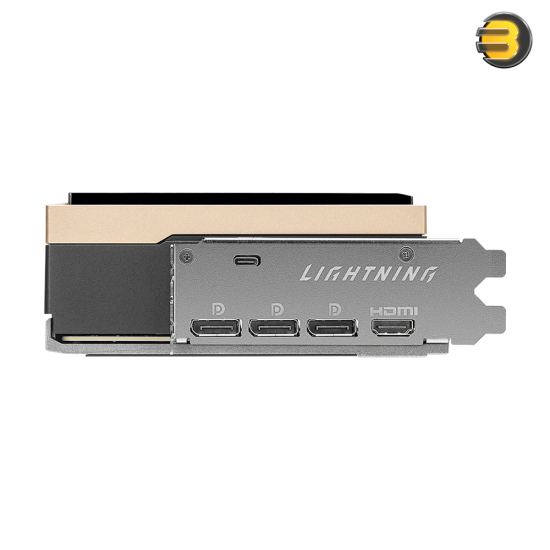 MSI RTX 5090 Lightning Z 32GB liquid cooled graphics card with radiator and RGB display