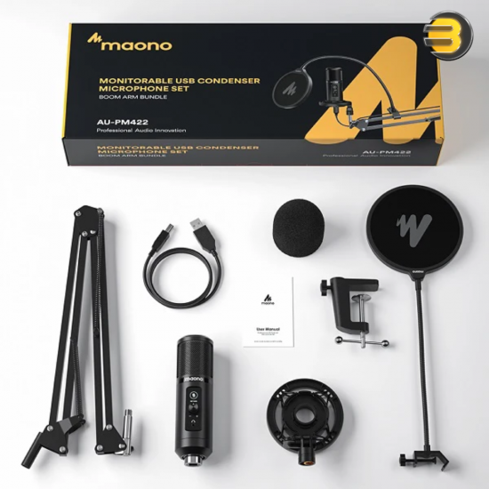 MAONO PM422 Podcast USB Microphone Plug & Play – 192kHz/24-Bit Sound Chipset, 16mm Electret Capsule, Cardioid Pattern MAONO PM422 Podcast USB Microphone Plug & Play – 192kHz/24-Bit Sound Chipset, 16mm Electret Capsule, Cardioid Pattern