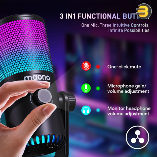 MAONO DM30RGB RGB Gaming Microphone – Cardioid Pattern, Noise Suppression, MAONO Link Software, USB-C MAONO DM30RGB RGB Gaming Microphone – Cardioid Pattern, Noise Suppression, MAONO Link Software, USB-C