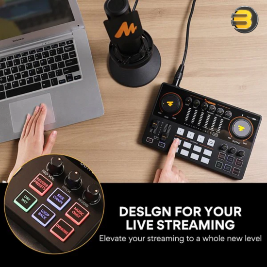 MAONO MAONOCASTER AME2A 10-Channel Podcast Mixer – Pro Preamp, 48V Phantom Power, Bluetooth 4.2, USB-C, 11 Sound Pads MAONO MAONOCASTER AME2A 10-Channel Podcast Mixer – Pro Preamp, 48V Phantom Power, Bluetooth 4.2, USB-C, 11 Sound Pads