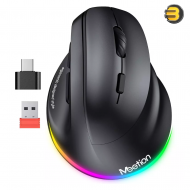 Meetion BTM010L Right-Handed Ergonomic Wireless & Bluetooth Mouse (Black)