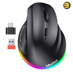 Meetion BTM010L Right-Handed Ergonomic Wireless & Bluetooth Mouse (Black)