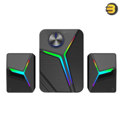 Meetion SP2111 Pro 2.1 Gaming Speaker System – 15W Output, Bluetooth & Wired Connectivity, Dynamic RGB Lighting, Deep Bass Subwoofer