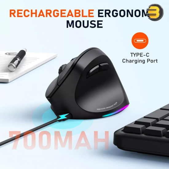 Meetion BTM010L Right-Handed Wireless Mouse – Ergonomic & 2400 DPI