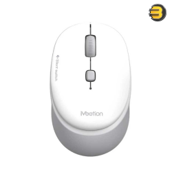 Meetion R571 White/Gray Wireless Mouse – 1600 DPI 2.4GHz Optical, 3-Button Ambidextrous Design, 10m Range, Ergonomic Shape