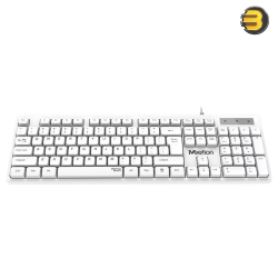 Meetion K300 White Ergonomic USB Wired Keyboard – Silent Keys, UV-Printed Durability, 1.8m Cable, Plug & Play