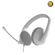 Meetion HP003 Dual-Ear Headset White – 3.5mm Wired Professional Telephony Headset with Rotatable Noise-Cancelling Microphone, Adjustable Headband, and Crystal-Clear Audio for All-Day Comfort