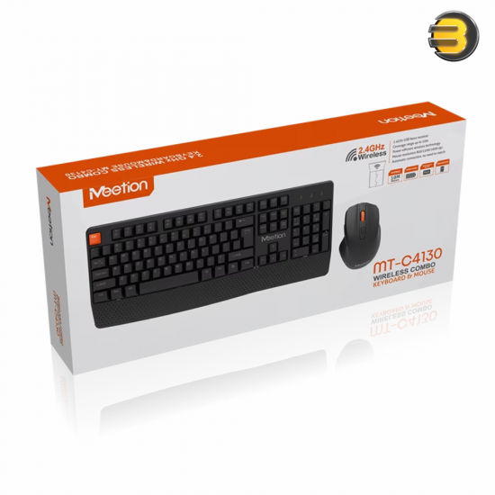 Meetion C4130 Wireless Ergonomic Keyboard & Mouse Combo — 104/105-Key Quiet Keyboard with Wrist Rest, Optical Mouse with Adjustable DPI (800/1200/1600), 2.4GHz USB Nano Receiver, USB-C Adapter Included, Compatible with Windows & macOS Meetion C4130 Wireless Ergonomic Keyboard & Mouse Combo — 104/105-Key Quiet Keyboard with Wrist Rest, Optical Mouse with Adjustable DPI (800/1200/1600), 2.4GHz USB Nano Receiver, USB-C Adapter Included, Compatible with Windows & macOS