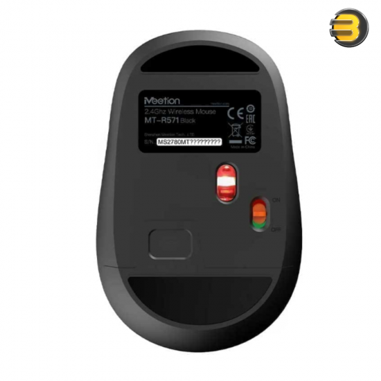 Meetion R571 Black Wireless Mouse – 1600 DPI 2.4GHz Optical, 3-Button Ambidextrous Design, 10m Range, Ergonomic Shape, Auto-Sleep Meetion R571 Black Wireless Mouse – 1600 DPI 2.4GHz Optical, 3-Button Ambidextrous Design, 10m Range, Ergonomic Shape, Auto-Sleep