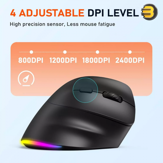 Meetion BTM010L Right-Handed Wireless Mouse – Ergonomic & 2400 DPI
