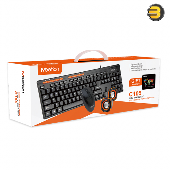 Meetion C105 Office Combo – Keyboard, Mouse, Speaker & Mouse Pad