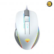 Meetion GM23 Gaming Mouse White – 12800 DPI Optical Sensor, RGB Circulation Backlighting, High-Quality Switches, Macro Programming, and Ergonomic Soft-Touch Design for Precision Gaming