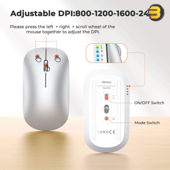 Meetion Ikey C210 Wireless Keyboard & Mouse Combo – 4-Mode & Arabic Layout