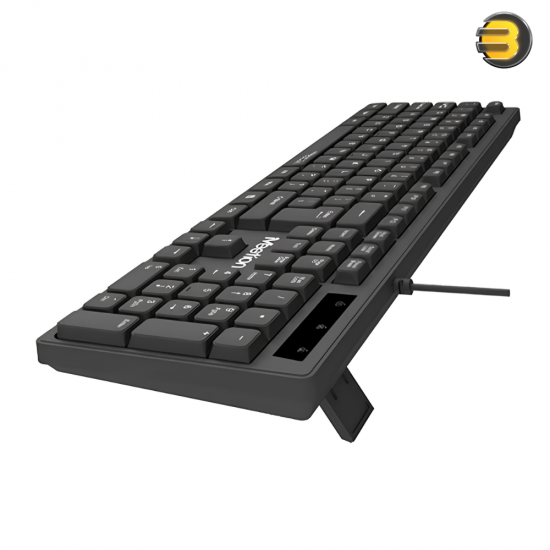 Meetion K300 Black  Ergonomic USB Wired Keyboard – Silent Keys, UV-Printed Durability, 1.8m Cable, Plug & Play