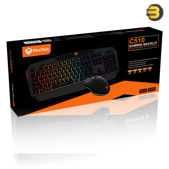 Meetion C510 Backlit Gaming Combo – 104-Key Keyboard & 2400 DPI Mouse