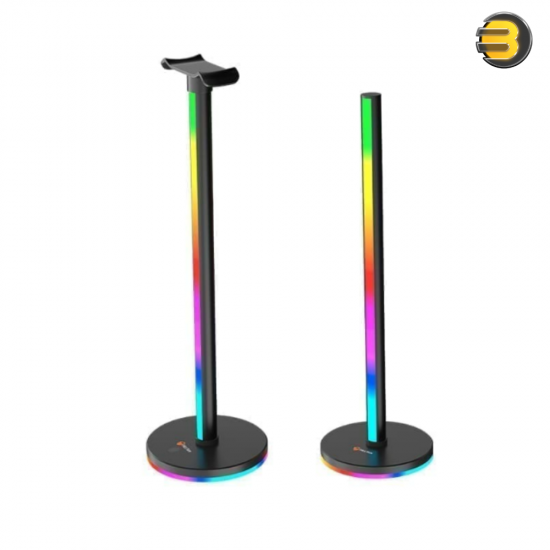 Meetion BK200 RGB headset stand with smart lighting towers and ambient LED lighting