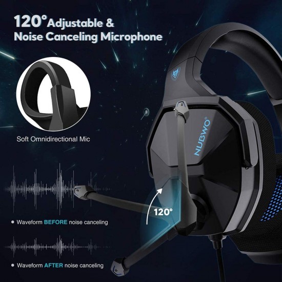 Jeecoo N13 Stereo Gaming Headset PS4 3.5mm Over Ear Gaming Headphones with Microphone - Lightweight Frame Compatible with PC, Laptop, Xbox One Controller