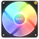 NZXT F120 RGB Core 120mm black case fan with hub-mounted addressable RGB LEDs, fluid dynamic bearing, and 4-pin PWM control for optimal airflow