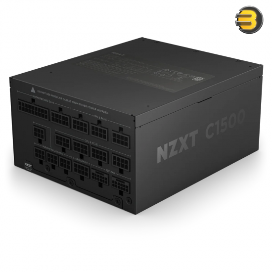 NZXT C1500 Platinum ATX 3.1 1500W fully modular power supply with 100% Japanese capacitors, 140mm ML bearing fan, Zero Fan mode, and dual 16-Pin PCIe 5.1 connectors
