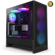 NZXT H5 Flow RGB Black compact mid-tower PC case with ultra-clear tempered glass, included F360 RGB Core front fan, and high-performance mesh filters